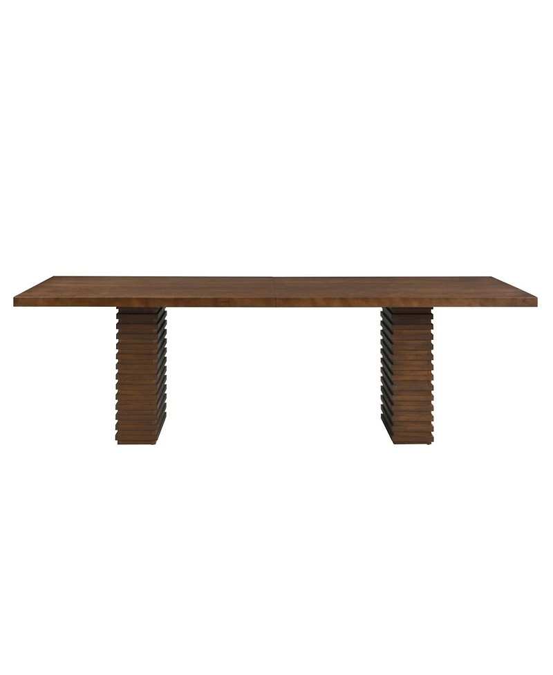 Streamdale Furniture Walnut Finish Industrial Dining Table Seats 6-10