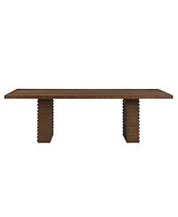 Streamdale Furniture Walnut Finish Industrial Dining Table Seats 6-10