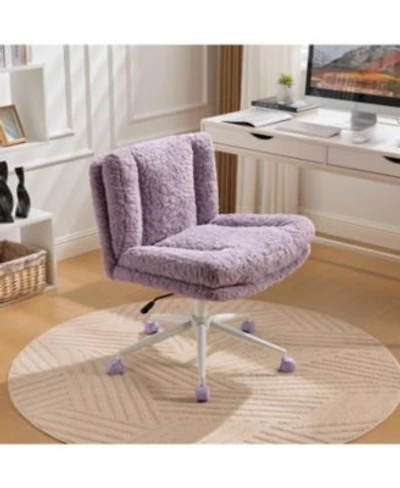 Streamdale Furniture Violet Artificial Rabbit Hair Office Chair With Metal Base