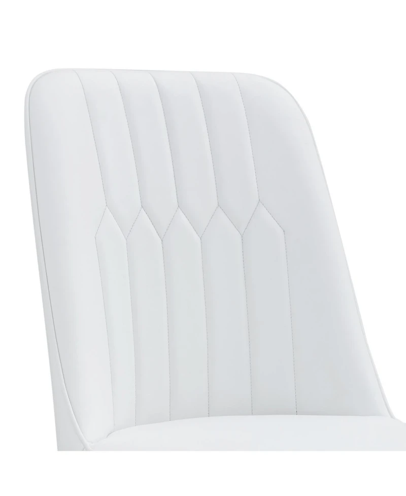 Streamdale Furniture 4 Modern Pu Leather Dining Chairs with Silver Metal Legs