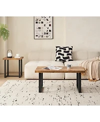 Streamdale Furniture Mdf Coffee Table, Small Tea Table, Walnut with Metal Legs Sofa Table