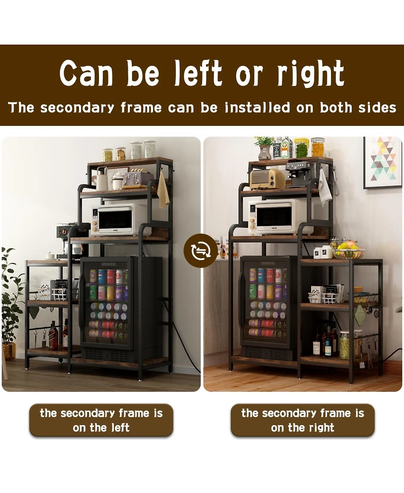Streamdale Furniture Multifunctional 7-Tier Mini Fridge & Microwave Stand with Outlets