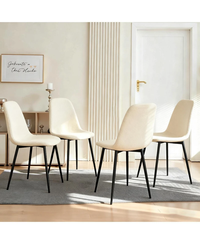 Streamdale Furniture Modern Knit Fabric Dining Chairs with Iron Legs
