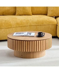 Streamdale Furniture Round Wood Coffee Table with Storage (Ash