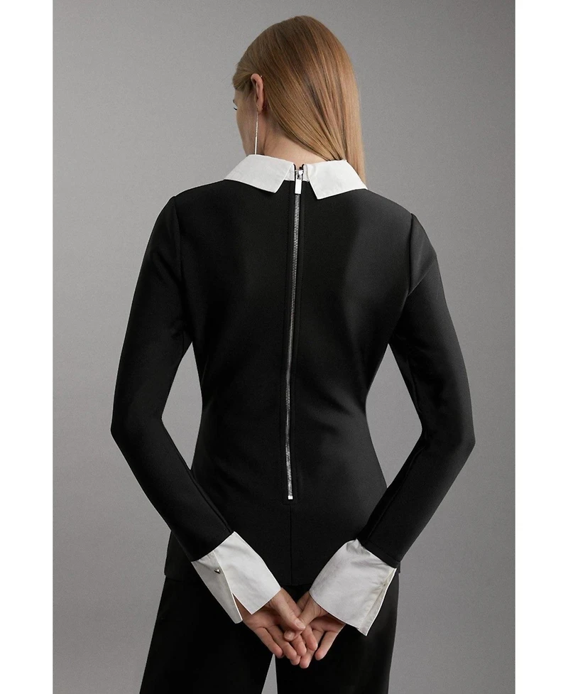 Karen Millen Women's Bandage Embellished Collar Knit Top