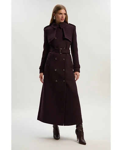 Karen Millen Women's Wool Mix Belted Trench Maxi Coat