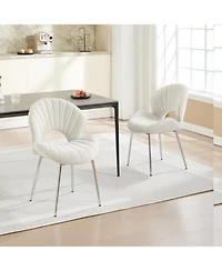 Streamdale Furniture Streamdale Modern Design Chair, White Velvet, Set of 2