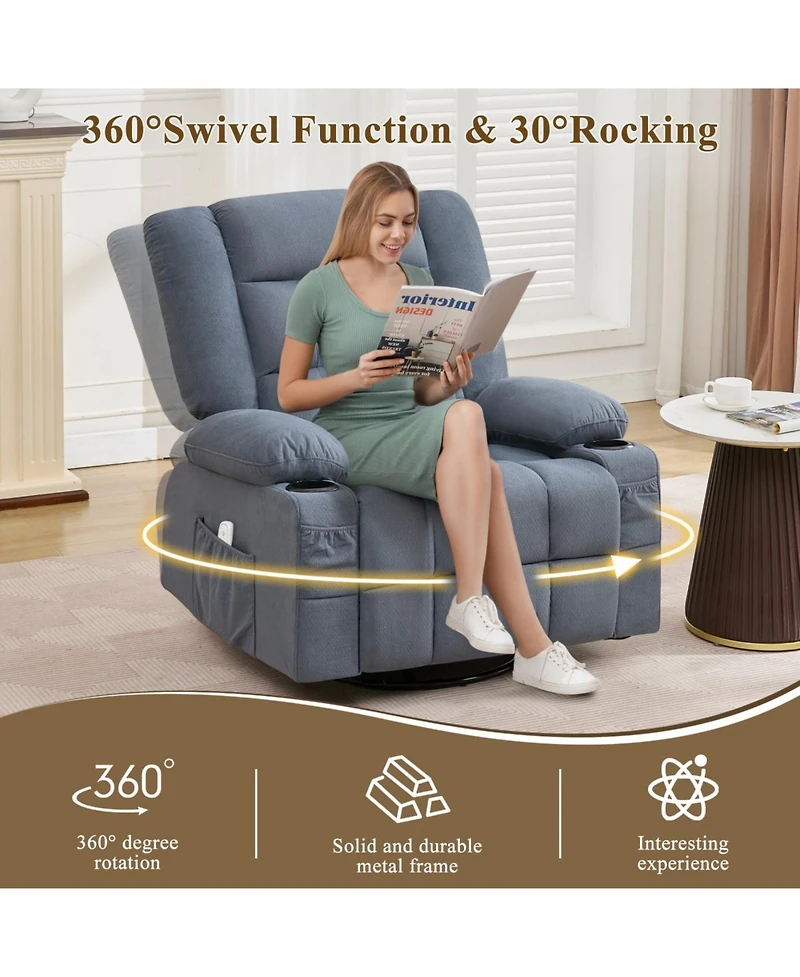 Streamdale Furniture Streamdale Kneading Massage Rocker Recliner Chair with Heat, Cup Holders & Usb Port