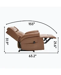 Streamdale Furniture Streamdale Camel Manual Recliner Chair in Faux Leather with Heavy Duty Motion Mechanism