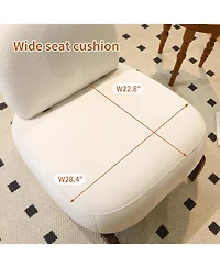 Streamdale Furniture Streamdale Cute Velvet Accent Chair with Solid Wood Legs (White