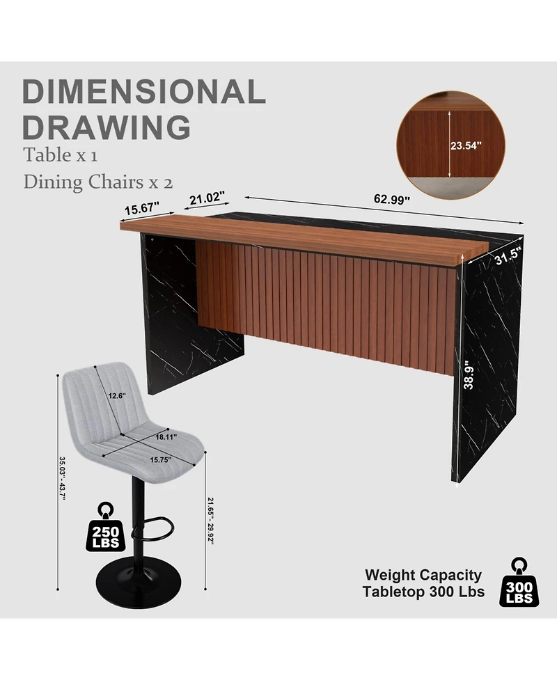 Streamdale Furniture White Marble Look Kitchen Island with Led Lighting