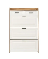Streamdale Furniture Two Drawers, Three-Fold Doors, Large Storage Shoe Cabinet