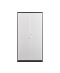 Streamdale Furniture Metal Large-Capacity Wardrobe with Hanging Rod and Compartments