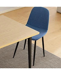 Streamdale Furniture 63-inch Farmhouse Industrial Dining Table Set with 4 Blue Chairs