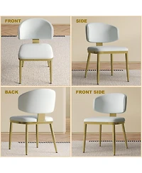 Streamdale Furniture Streamdale Dining Chairs Set of 2, Modern Pu Leather Metal Dining Chairs - White