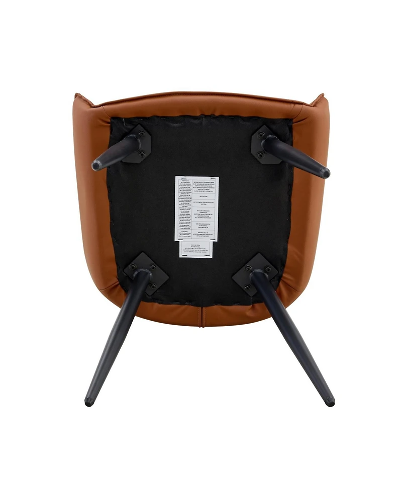 Streamdale Furniture Dining Chairs Set of 4 Camel Faux Leather Metal Kitchen Chairs Gold Mesh Black Legs (Camel, Set of 4)