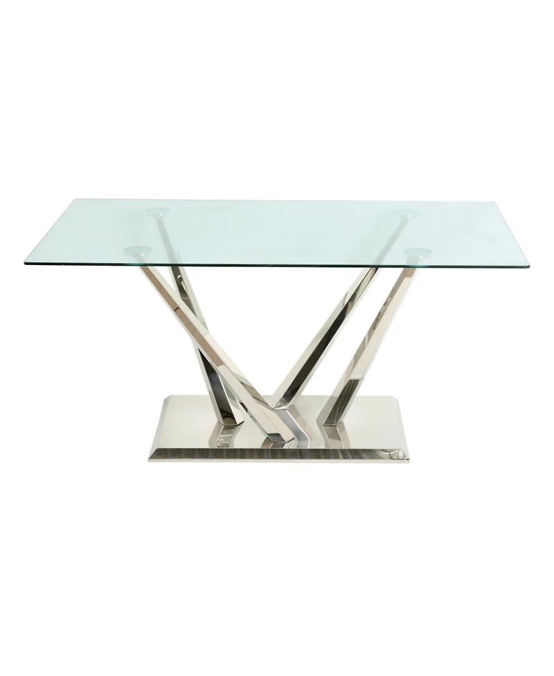 Streamdale Modern glass dining table & 6 gray chairs set