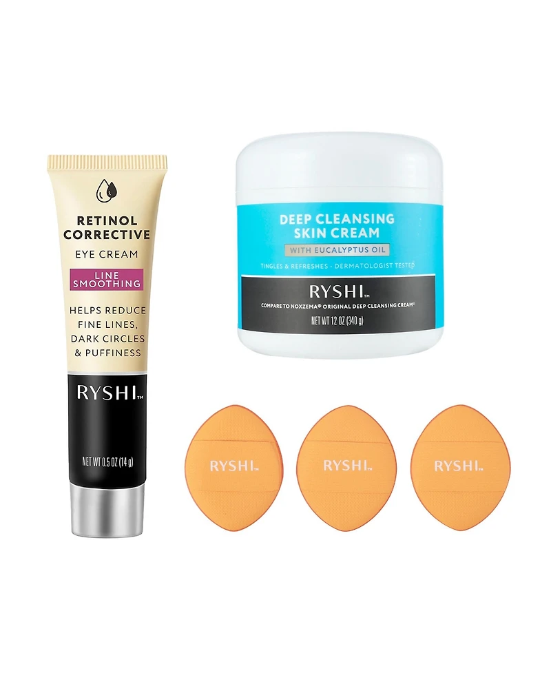 Pursonic Complete Skincare and Beauty Bundle Retinol Corrective Eye Cream and Finger Beauty Blenders and Deep Cleansing Skin Cream