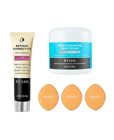 Pursonic Complete Skincare and Beauty Bundle Retinol Corrective Eye Cream and Finger Beauty Blenders and Deep Cleansing Skin Cream
