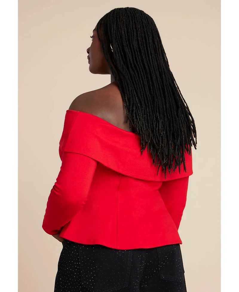 Eloquii Women's Plus Fold Over Top With Front Button Detail