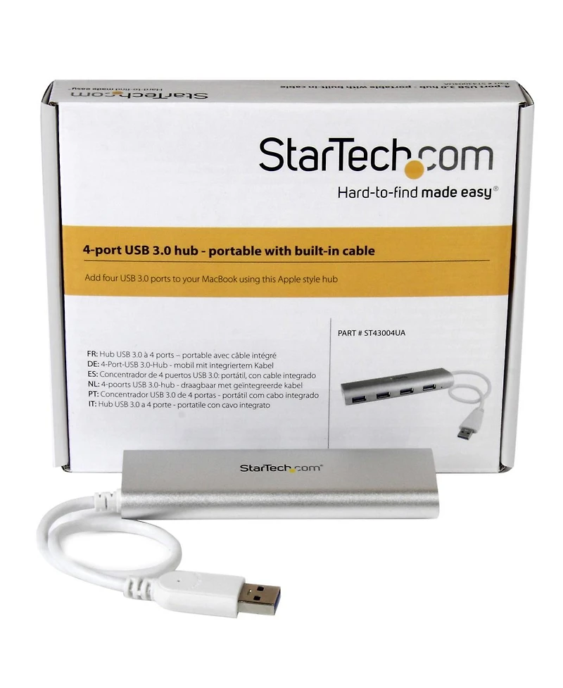 StarTech 4-Port Portable Apple Style Usb 3.0 Hub with Built-In Cable