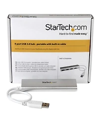 StarTech 4-Port Portable Apple Style Usb 3.0 Hub with Built-In Cable