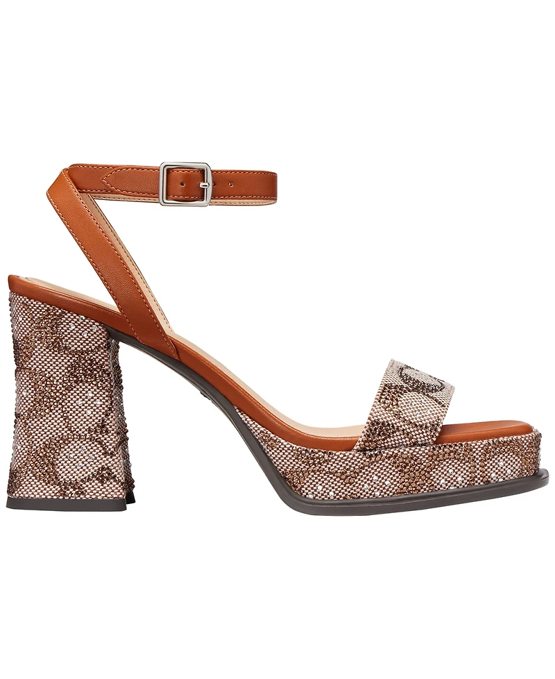 Coach Women's Crystal Signature Jacquard Platform Sandals