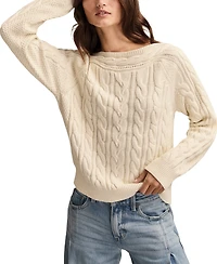 Lucky Brand Women's Boat Neck Cable Sweater