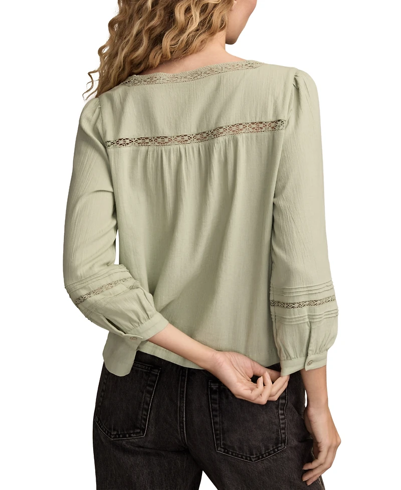 Lucky Brand Women's Lace Long-Sleeve Shirt