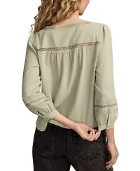 Lucky Brand Women's Lace Long-Sleeve Shirt