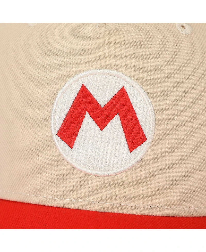 Super Mario Men's Bros Fire Mario White & Red Retro Grandpa Snapback Hat