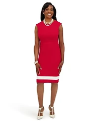 Kasper Seam Women's Crewneck Stripe Detail Sheath Dress