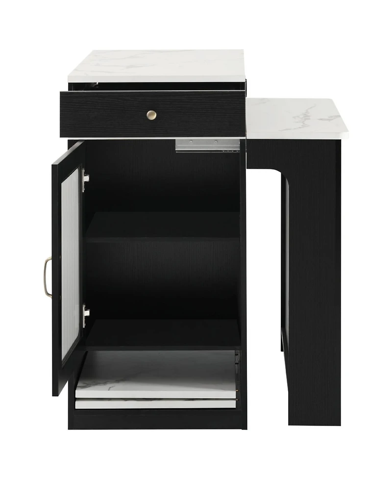 Streamdale Furniture 59.5" Extendable Kitchen Island with Dining Table & Storage