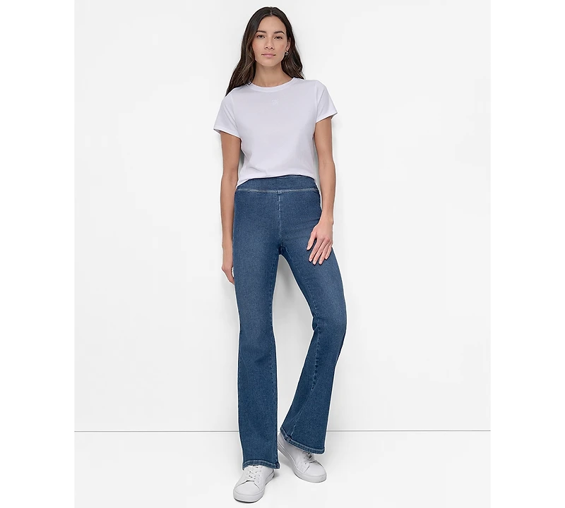 Dkny Jeans Petite High-Rise Flared-Leg Pull-On