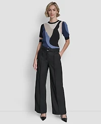 Dkny Women's Belted Front Seam Twill Pants