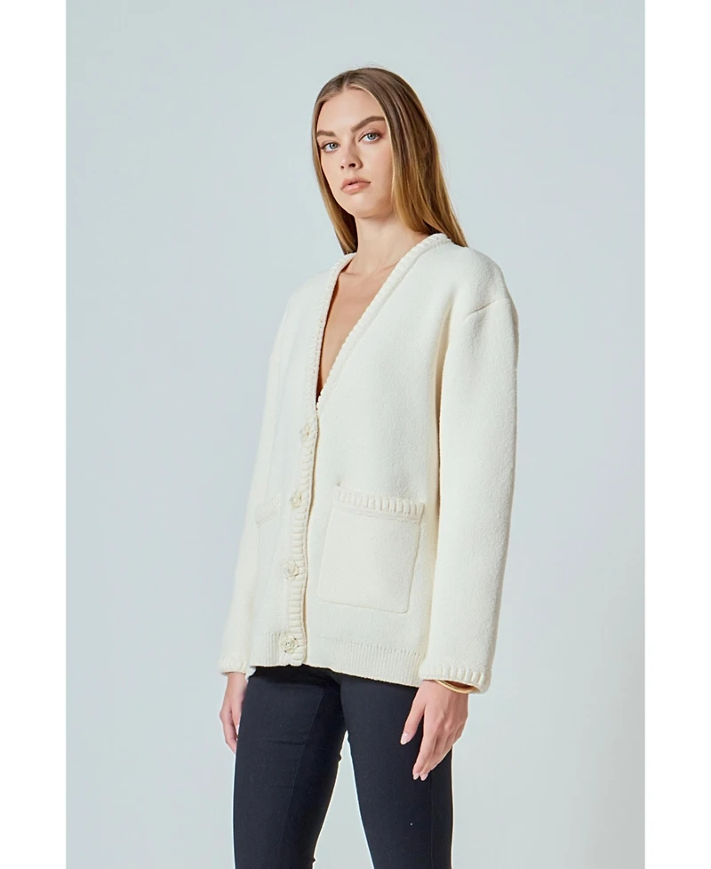 endless rose Women's Floral Button Down Cardigan