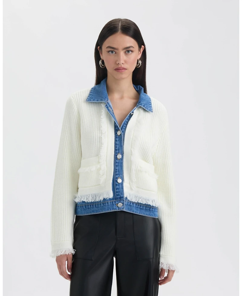 Nvlt Women's Denim Cardigan with Fringe