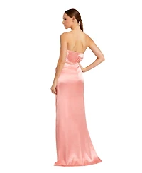 Mac Duggal Women's Strapless Satin Gown with Floral 3D Accent
