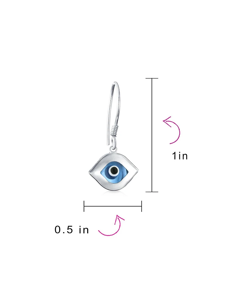 Bling Jewelry Turkish Multicolor Evil Eye Charm Bracelet & Blue Nazar Dangle Earrings Jewelry Set Sterling Silver