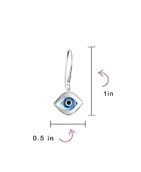 Bling Jewelry Turkish Multicolor Evil Eye Charm Bracelet & Blue Nazar Dangle Earrings Jewelry Set Sterling Silver