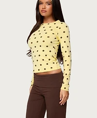Edikted Women's Maricelle Polka Dot Long Sleeve T Shirt