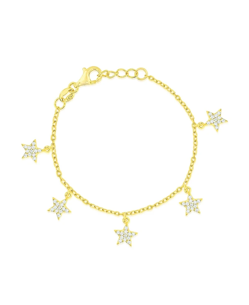Etoielle Gold Over Silver Pave Cz Star Bracelet 7 inches Adjustable
