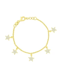 Etoielle Gold Over Silver Pave Cz Star Bracelet 7 inches Adjustable
