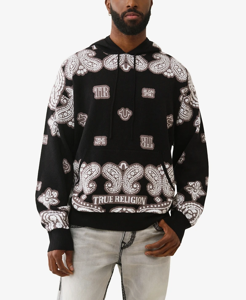 True Religion Men's Bandana Print Long-Sleeve Hoodie