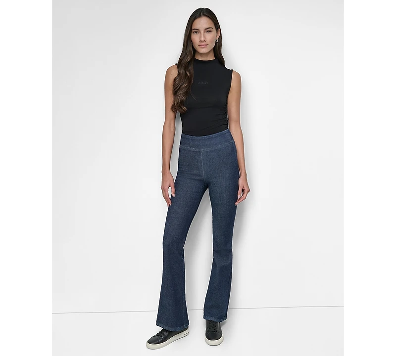 Dkny Jeans Petite High-Rise Flared-Leg Pull-On