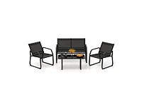 Slickblue 4 Pieces Patio Conversation Set with Breathable Fabric Seat