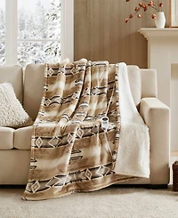 Woolrich Print Plush to Sherpa Heated Throw, 50" x 60"