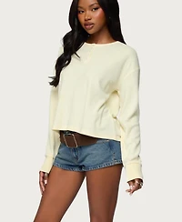 Edikted Women's Deni Long Sleeve Henley Waffle Top