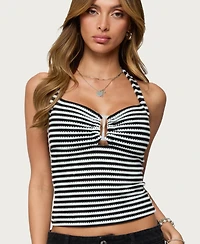 Edikted Women's Lovina Textured Striped Halter Top