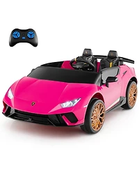 Hongge 24V Licensed Lamborghini 2-Seater Ride-On Car with Music, Lights, and Remote - Pink